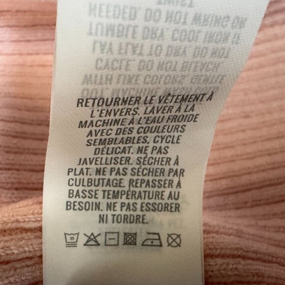 Aerie AE Pink Ribbed Knit Rosette V Neck Long Sleeve Ruche Tie Crop Sweater - Picture 16 of 17